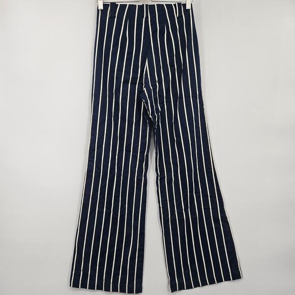 Reformation Bowie Capone High Waist Button Stripe Wide Leg Pants Blue Sz 4 - Picture 7 of 12